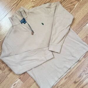 Ralph Lauren Men's Zip Mock Sweater - Tan with Green Pony